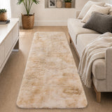 Faux Fur Anti Slip Soft Plush Shaggy Rug Tie Dye Cream
