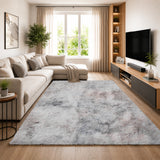 Light Grey Fluffy Shaggy Rug Faux Fur Anti Slip Soft Tie Dye