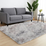 Faux Fur Anti Slip Soft Plush Shaggy Rug Tie Dye Light Grey