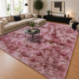 Lilac Fluffy Rug Faux Fur Anti Slip Soft Shaggy Rug Tie Dye