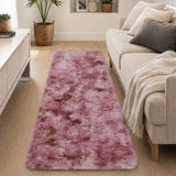 Lilac Fluffy Rug Faux Fur Anti Slip Soft Shaggy Rug Tie Dye