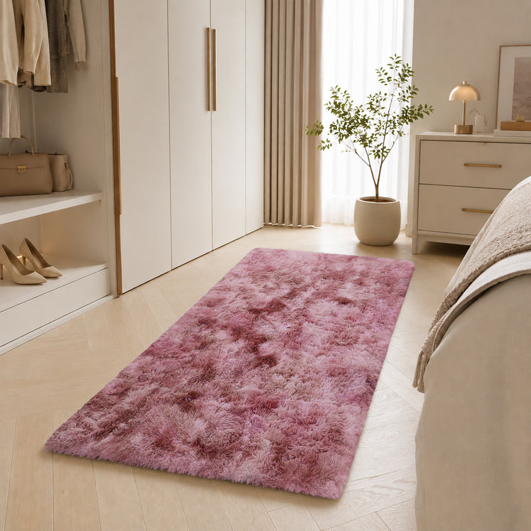 Lilac Fluffy Rug Faux Fur Anti Slip Soft Shaggy Rug Tie Dye