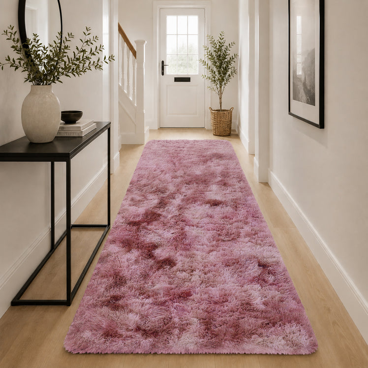 Lilac Fluffy Rug Faux Fur Anti Slip Soft Shaggy Rug Tie Dye
