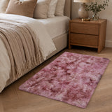Lilac Fluffy Rug Faux Fur Anti Slip Soft Shaggy Rug Tie Dye