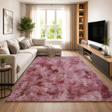Lilac Fluffy Rug Faux Fur Anti Slip Soft Shaggy Rug Tie Dye