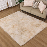 Faux Fur Anti Slip Soft Plush Shaggy Rug Tie Dye Cream