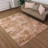 Faux Fur Anti Slip Soft Plush Shaggy Rug Tie Dye Beige
