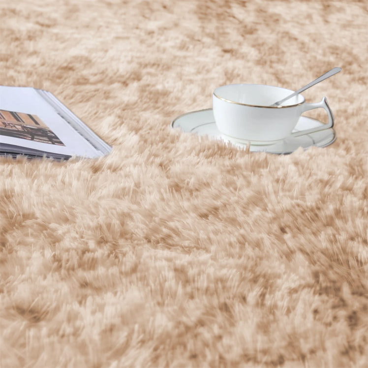 Faux Fur Anti Slip Soft Plush Shaggy Rug Tie Dye Cream