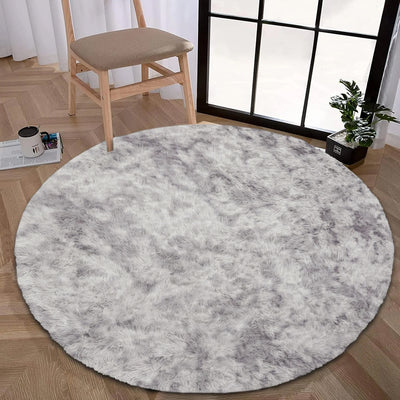 Faux Fur Anti Slip Soft Plush Shaggy Rug Tie Dye Light Grey