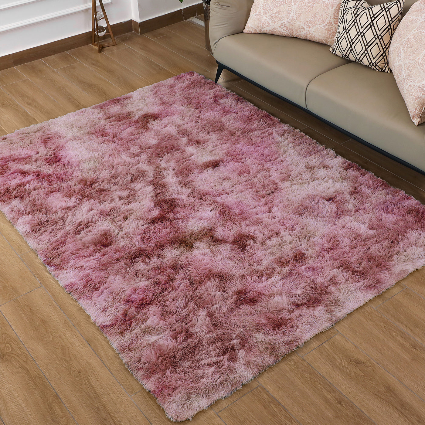 Faux Fur Anti Slip Soft Plush Shaggy Rug Tie Dye Lilac