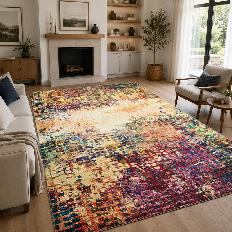Vibrant Abstract Large Area Bedroom Rug