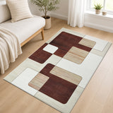 Modern Geometric Living Room Rug Brown, Beige & Cream
