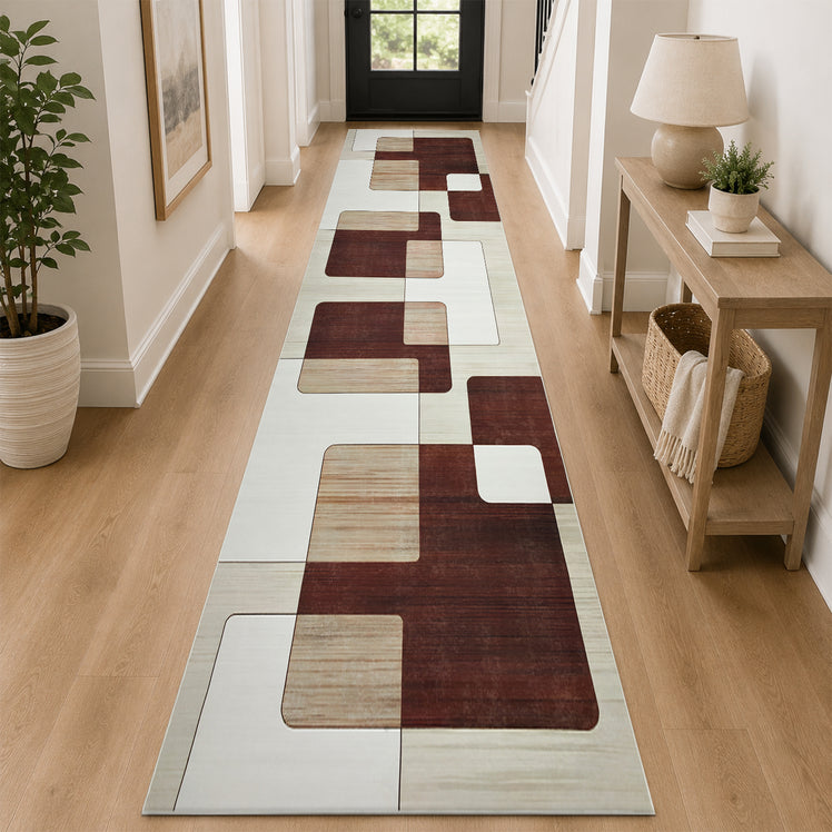 Modern Geometric Living Room Rug Brown, Beige & Cream