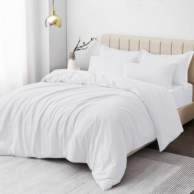 plain 4 piece white super king size duvet cover