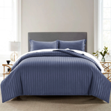 Stripe Washed Blue Duvet Cover Set With Pillowcases