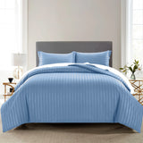 Stripe Washed Blue Duvet Cover Set With Pillowcases
