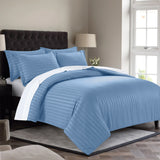 Stripe Washed Blue Duvet Cover Set With Pillowcases