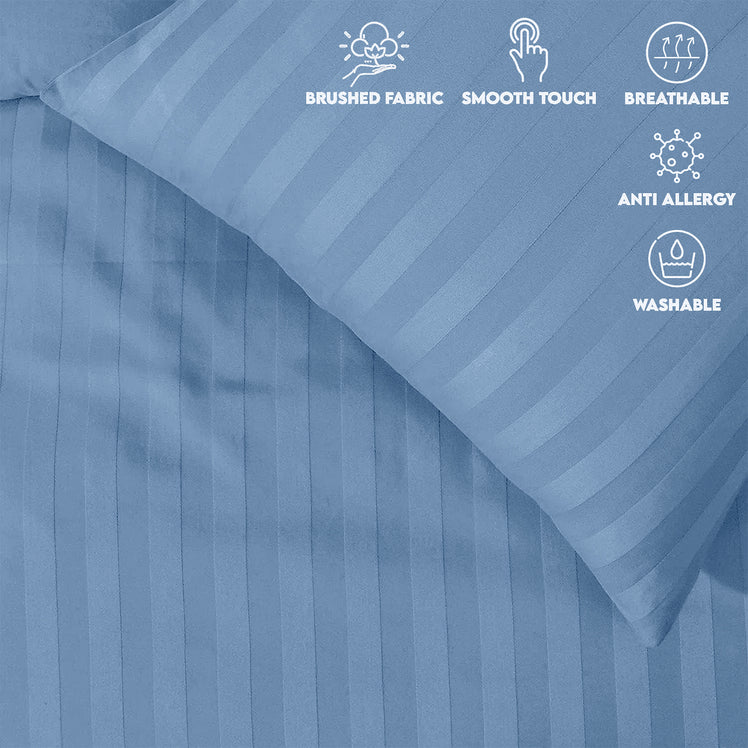Stripe Duvet Covers Bedding Set with Pillowcases & Fitted Sheet
