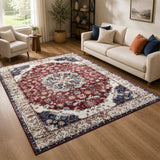 Traditional Persian Washable Rug Floral Medallion