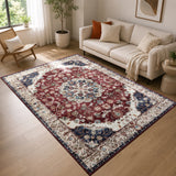 Traditional Persian Washable Rug Floral Medallion