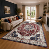 Traditional Persian Washable Rug Floral Medallion