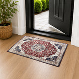 Traditional Persian Washable Rug Floral Medallion