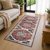 Traditional Persian Washable Rug Floral Medallion