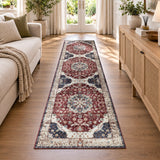 Traditional Persian Washable Rug Floral Medallion