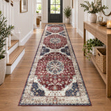 Traditional Persian Washable Rug Floral Medallion