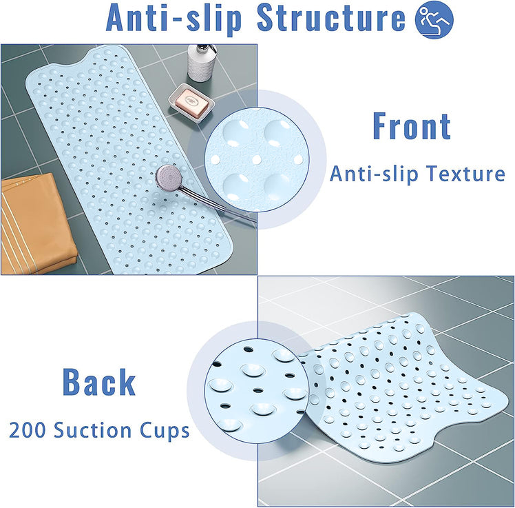 Anti-Slip Strong Suction PVC Rubber Bathroom Shower Mat White