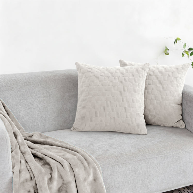Velvet Embossed Pattern Cushion Covers Check