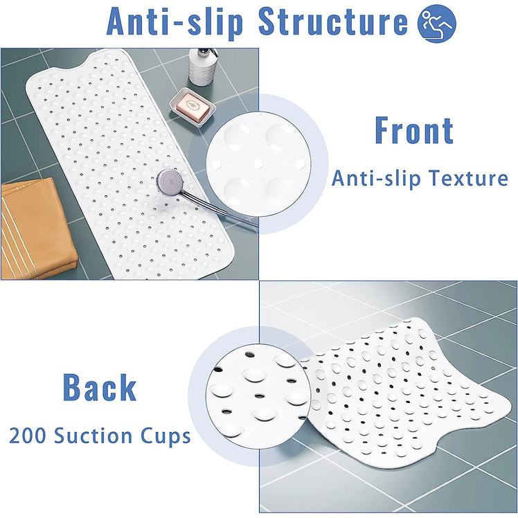 Anti-Slip Strong Suction PVC Rubber Bathroom Shower Mat White