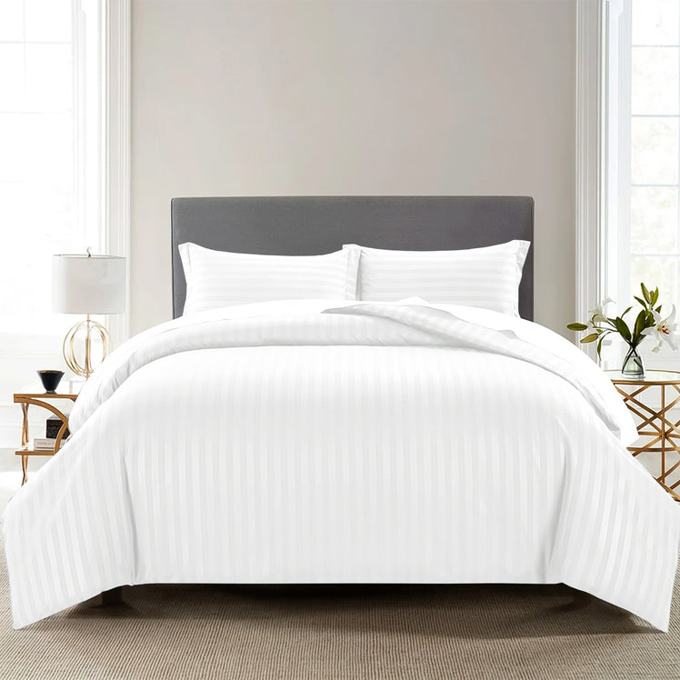 Stripe White Duvet Cover Set With Pillowcases