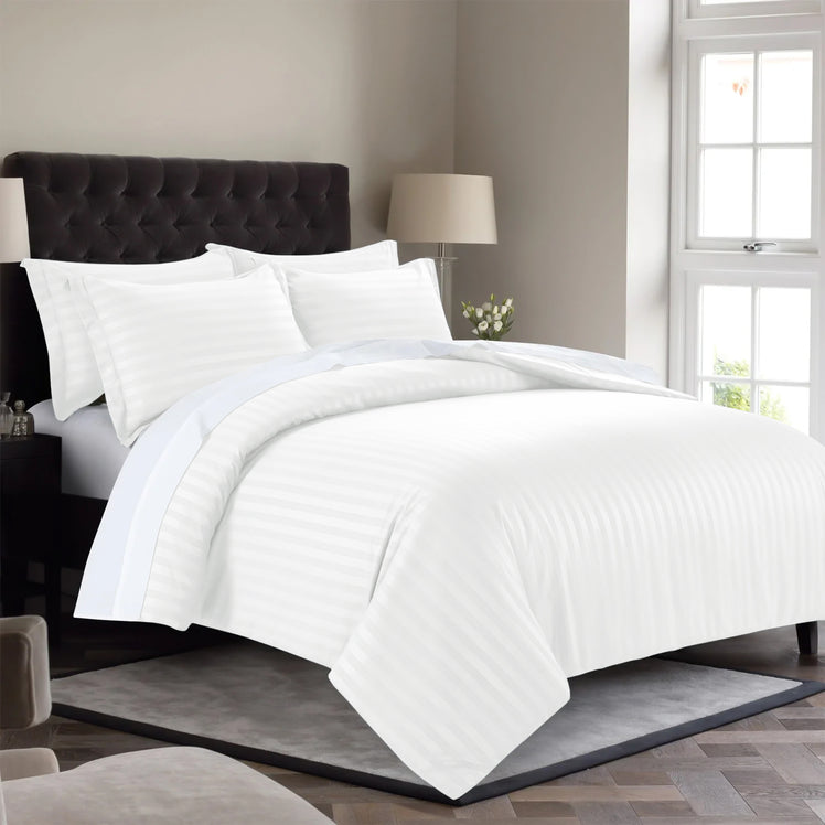 Stripe White Duvet Cover Set With Pillowcases