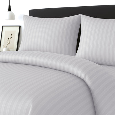 stripe four piece white duvet cover