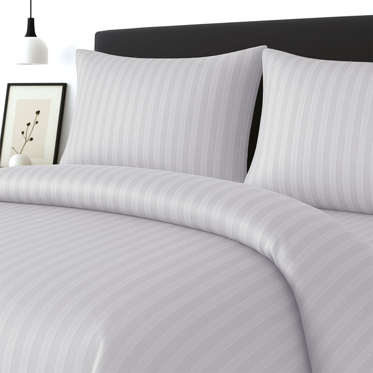 stripe four piece white duvet cover