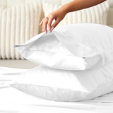 Satin Silk Pillowcases Pair White