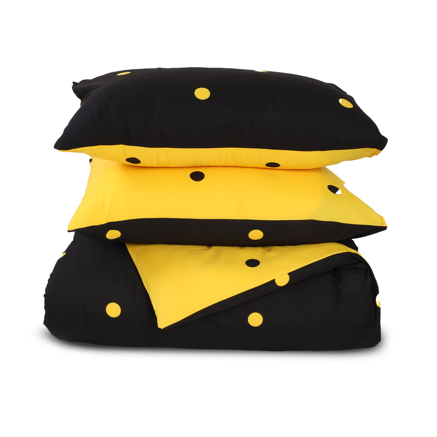 Doted Printed Reversible Duvet Cover Set Ochre/Black
