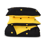 Doted Printed Reversible Duvet Cover Set Ochre/Black