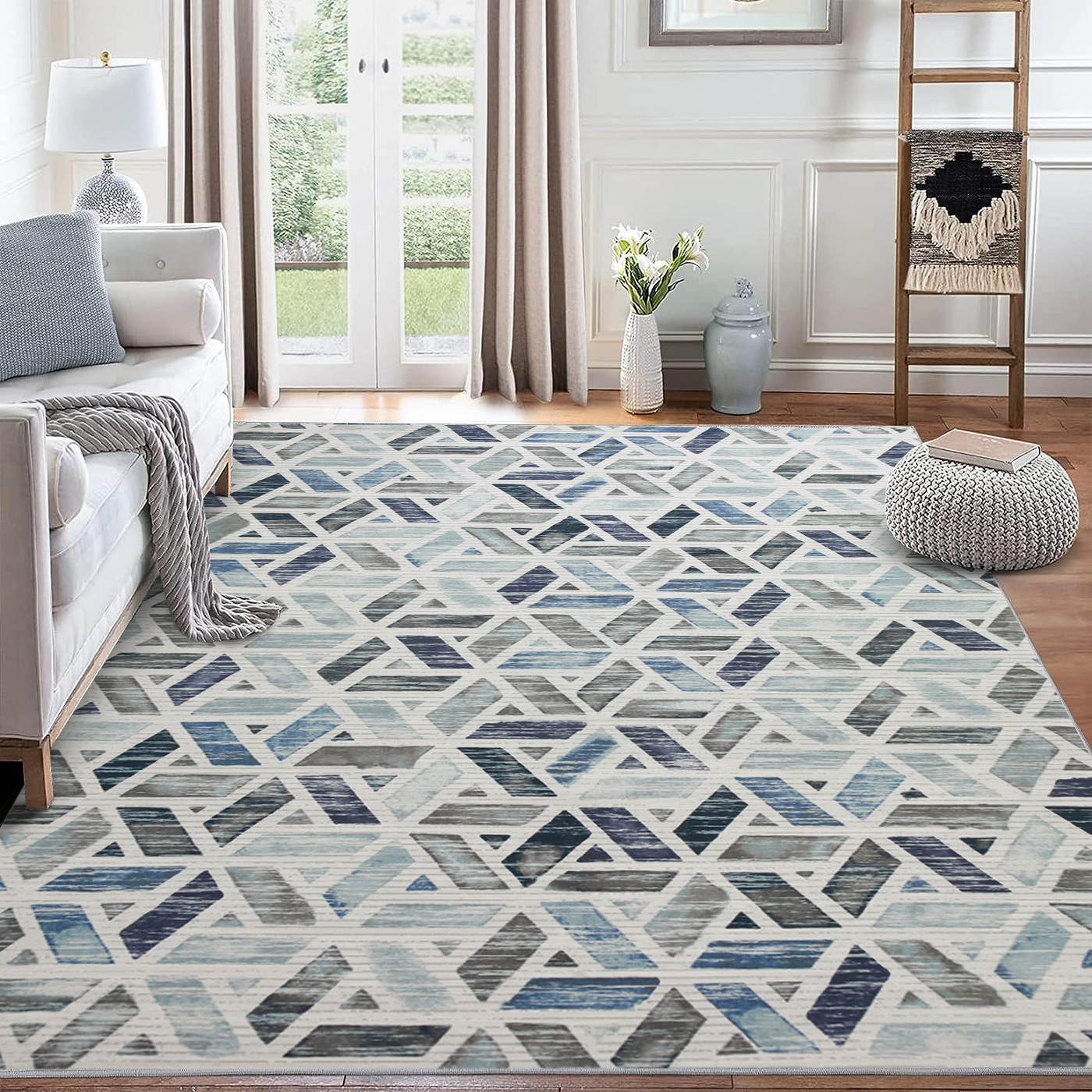 Area Rug Geometric Print Carpet Non Slip Soft