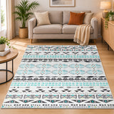 Morocco Style Living Room Printed Area Rug Teal & White