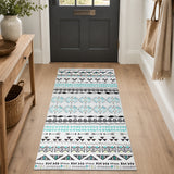 Morocco Style Living Room Printed Area Rug Teal & White