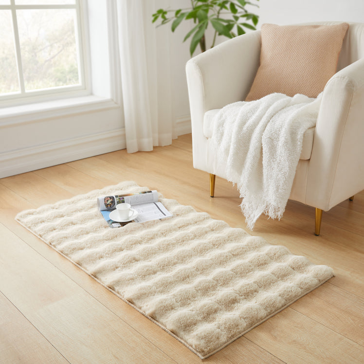 Soft Bubble Rug – Faux Fur Textured Washable Area Rug