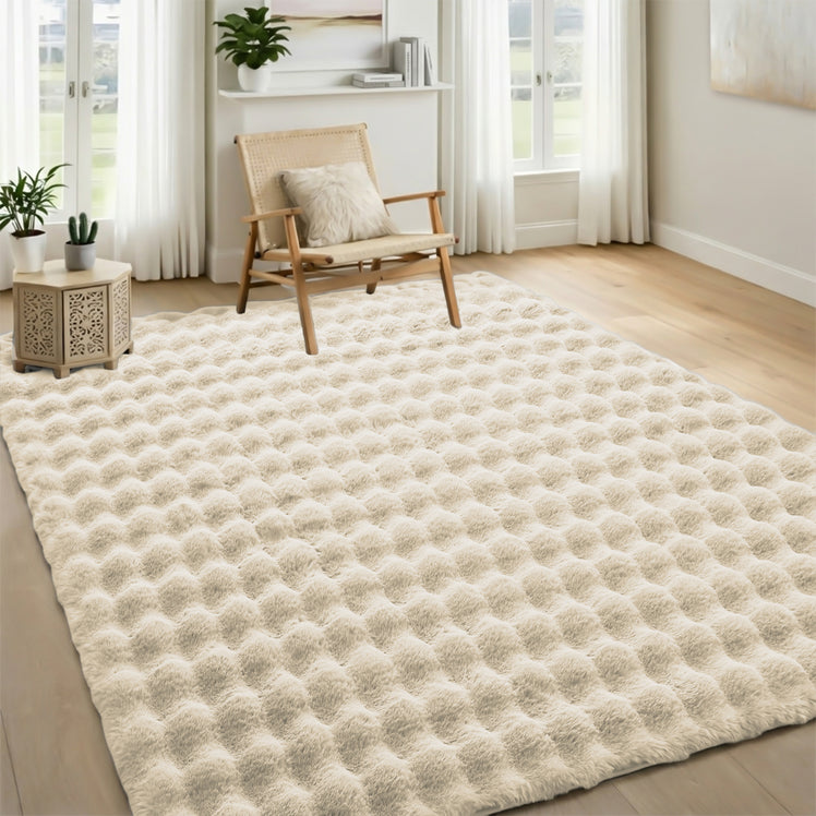 Soft Bubble Rug – Faux Fur Textured Washable Area Rug