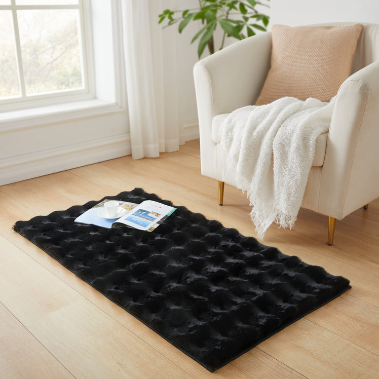 Soft Bubble Rug – Faux Fur Textured Washable Area Rug