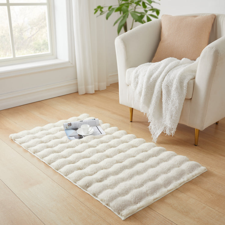 Soft Bubble Rug – Faux Fur Textured Washable Area Rug
