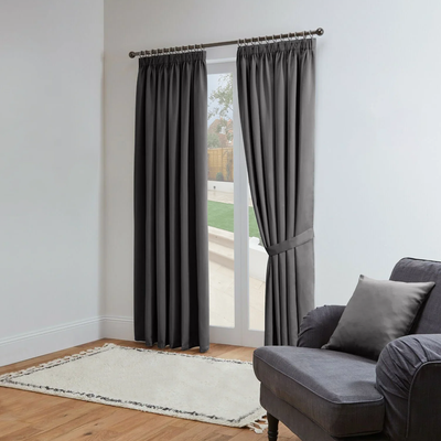 Blackout Thermal Pencil Pleat Curtains Grey