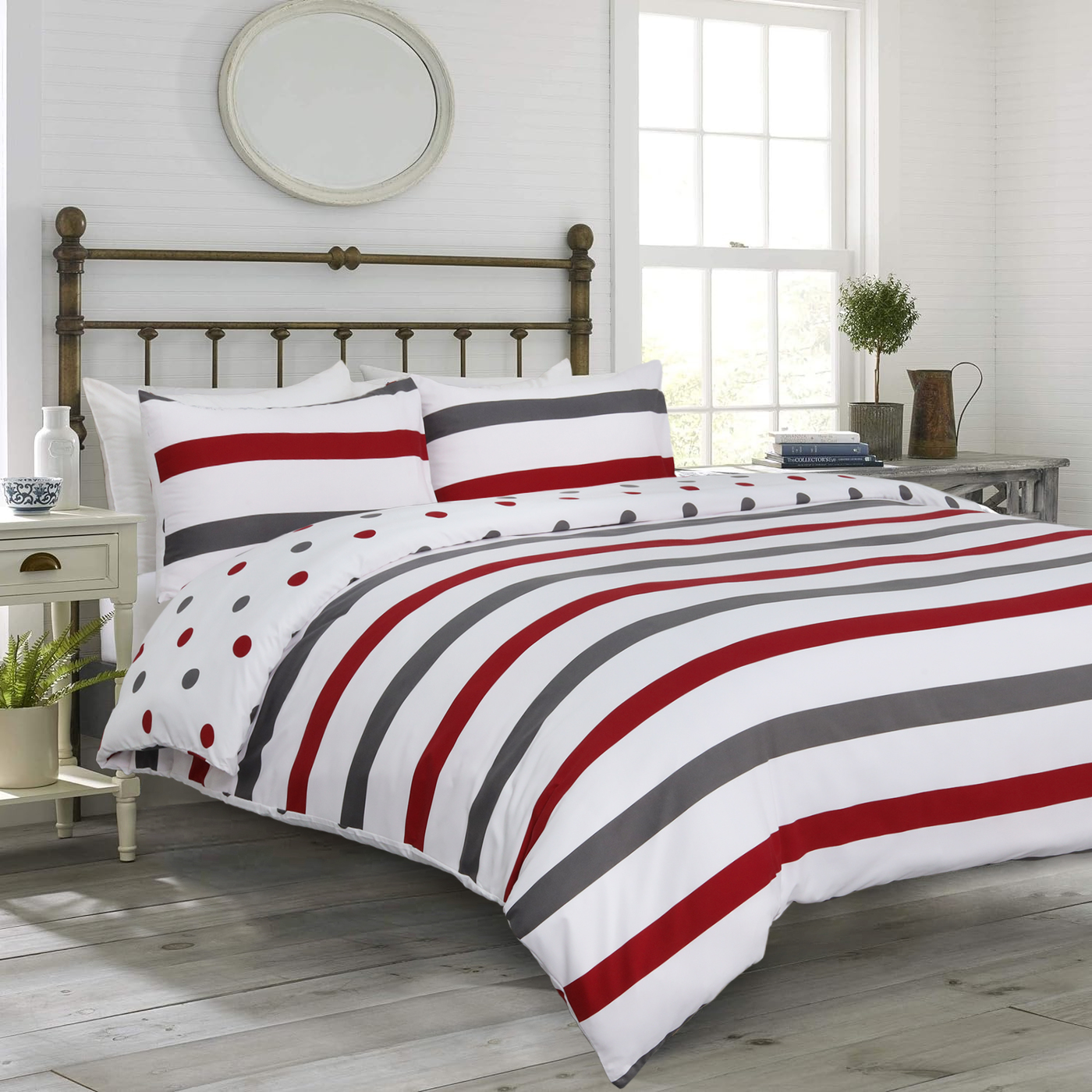 Striped Printed Duvet Cover Maroon