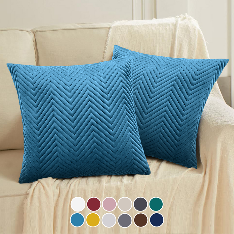 Quilted Embossed Wave Striped Cushion Covers