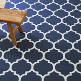 Non-Slip Geometric Lattice Printed Area Rug Navy